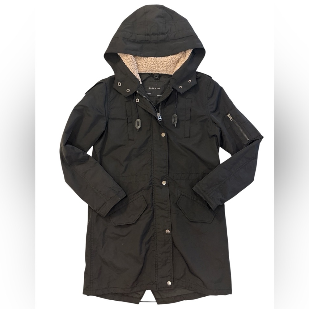 Zara Black Trench Coat Style Jacket with Removable Vest Liner, Women’s Size S